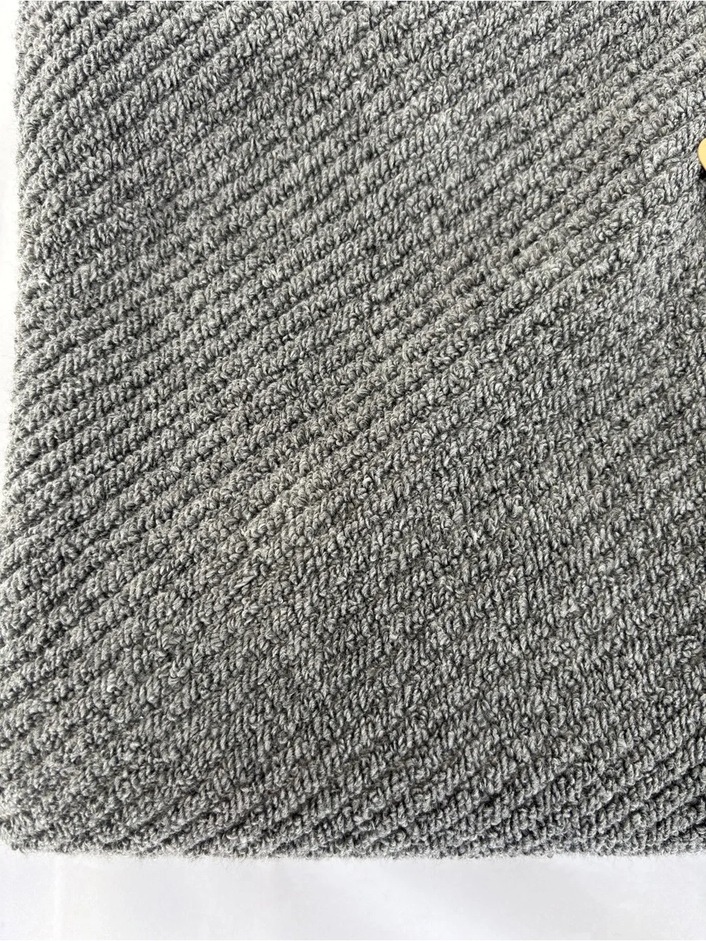 NWT 2Pc Eco-Melange Bamboo Charcoal Grey Bath Towels Diagonal Ribbed Textured